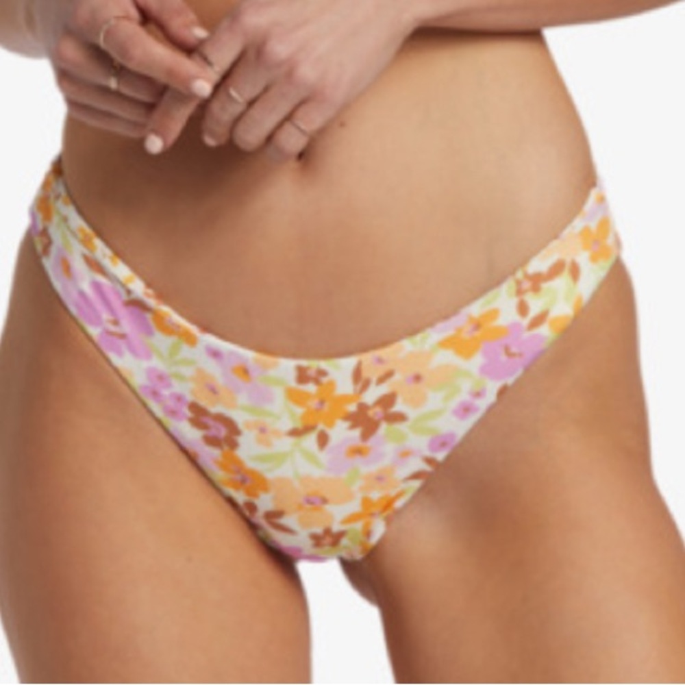 Billabong Floral Bikini Bottoms in Pink, Orange, Brown
